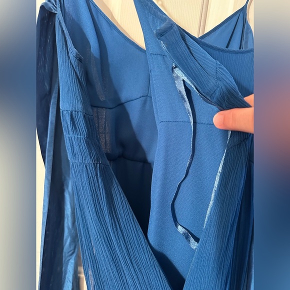 MOULINETTE SOEURS Anthropologie 8 Royal Blue Silk After Party Dress Empire Waist - Picture 7 of 10